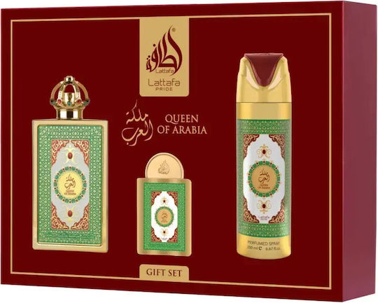 Set Cadou Queen Of Arabia by Lattafa, Femei, Apa de Parfum 100ml, Apa de Parfum 20ml, Deodorant Spray 200ml