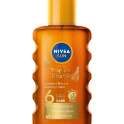 ulei spray Nivea Sun Tropical Bronze SPF 6 200ml unisex cu extract de caroten si vitamina E pentru bronz intens auriu si de durata