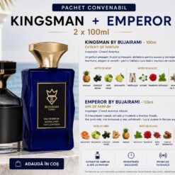 Extract de Parfum Kingsman by Bujairami + Apa de Parfum Emperor by Bujairami, Barbati, 2 x 100ml